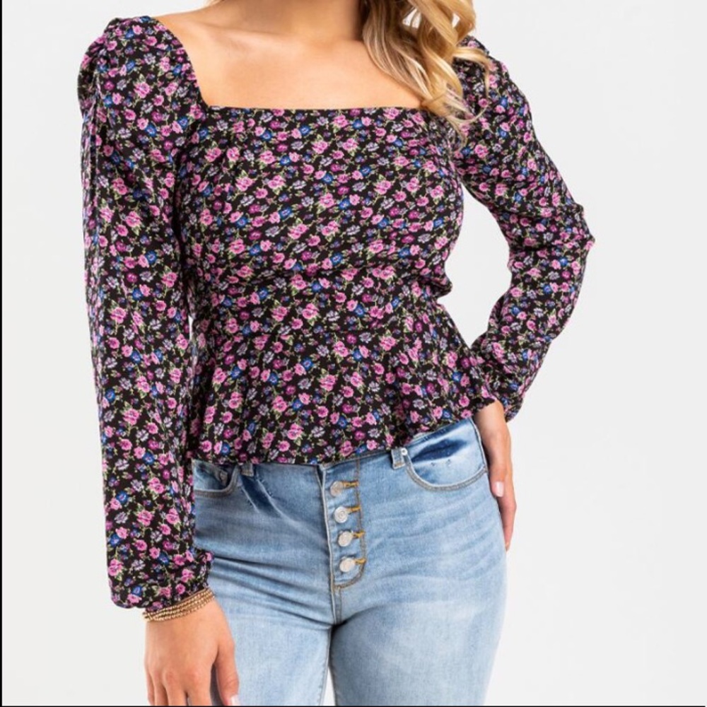 Floral Smocked Puff Sleeve Blouse